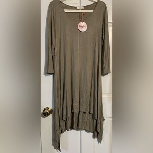 031 Hayden Women's Olive Green Long Sleeve Dress, Medium